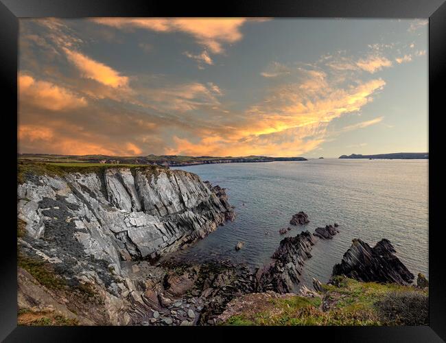 Whitesands, Pembrokeshire - Coastal  Sunset.  Framed Print by Colin Allen