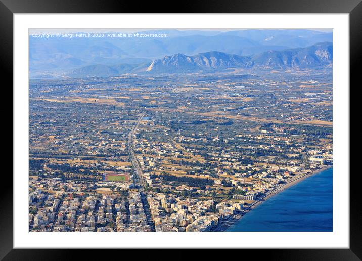 Panorama of the city of Loutraki, Greece aerial view. Framed Mounted Print by Sergii Petruk