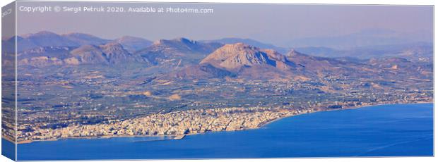 Panorama of Corinth city, Greece, aerial view. Canvas Print by Sergii Petruk