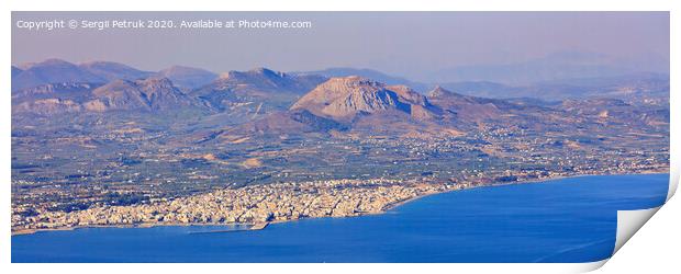 Panorama of Corinth city, Greece, aerial view. Print by Sergii Petruk