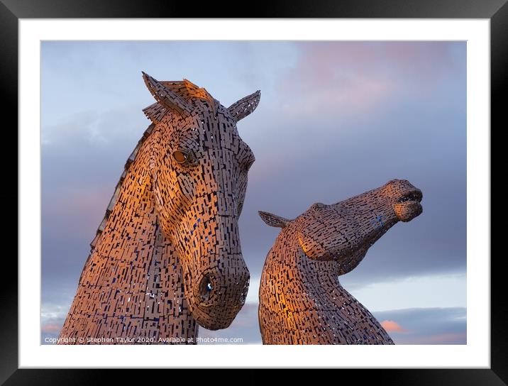 The Kelpies at Sunset Framed Mounted Print by Stephen Taylor