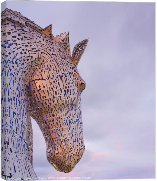 Kelpies at sunset Canvas Print by Stephen Taylor