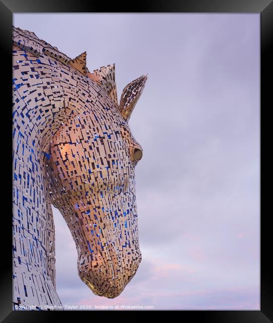 Kelpies at sunset Framed Print by Stephen Taylor