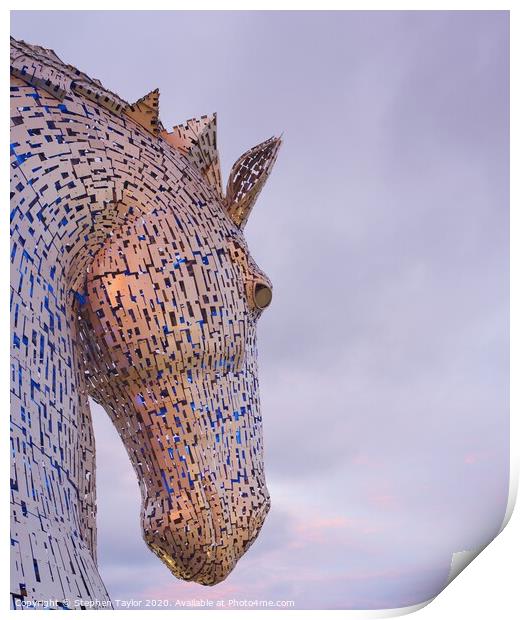 Kelpies at sunset Print by Stephen Taylor
