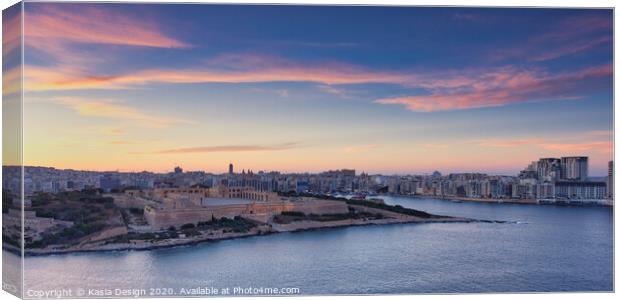 Manoel Island and Sliema Sunset Canvas Print by Kasia Design