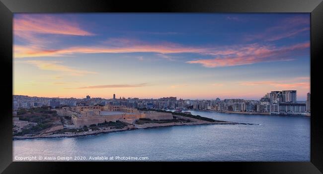 Manoel Island and Sliema Sunset Framed Print by Kasia Design