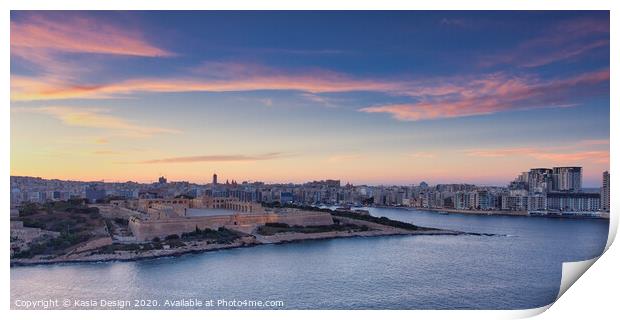 Manoel Island and Sliema Sunset Print by Kasia Design