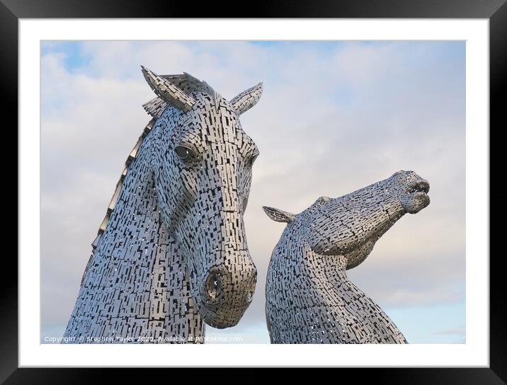 Kelpies at sunrise Framed Mounted Print by Stephen Taylor