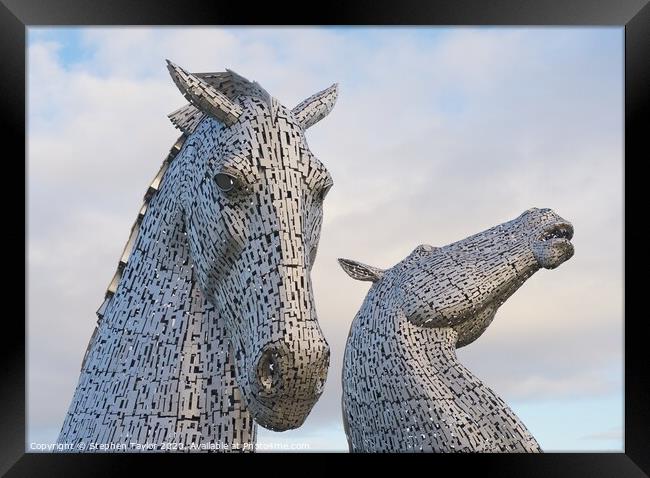 Kelpies at sunrise Framed Print by Stephen Taylor