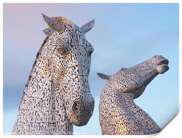 The Kelpies at sunset Print by Stephen Taylor