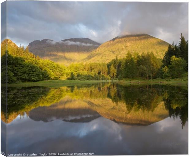 Sunset at the Torren Lochan Canvas Print by Stephen Taylor