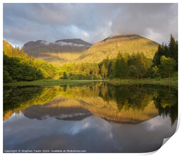 Sunset at the Torren Lochan Print by Stephen Taylor