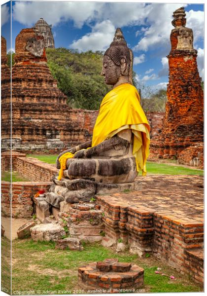 Ayutthaya Thai Buddha Canvas Print by Adrian Evans