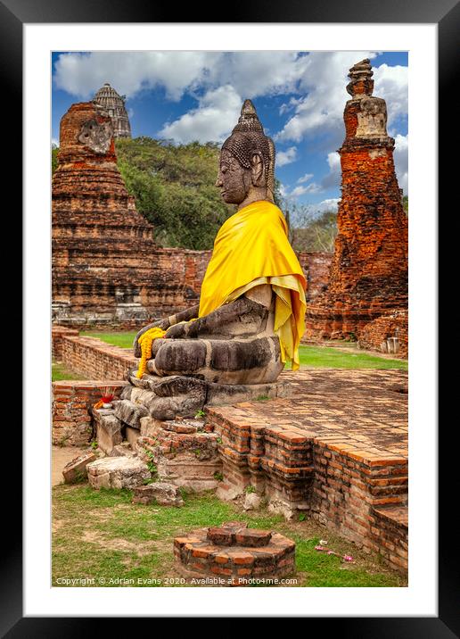 Ayutthaya Thai Buddha Framed Mounted Print by Adrian Evans