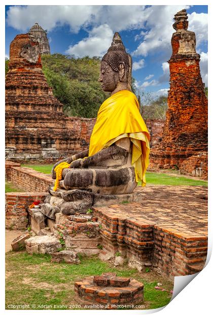 Ayutthaya Thai Buddha Print by Adrian Evans