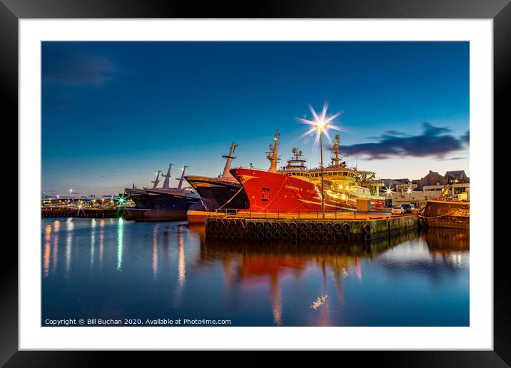 Fraserburgh Super Trawlers At Night Framed Mounted Print by Bill Buchan