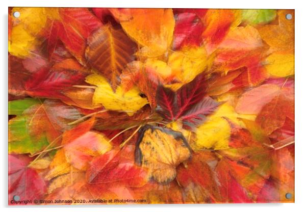 Autumn Ldeaf Collage Acrylic by Simon Johnson