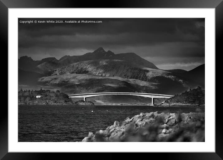 Skye Bridge monochrome painted effect Framed Mounted Print by Kevin White