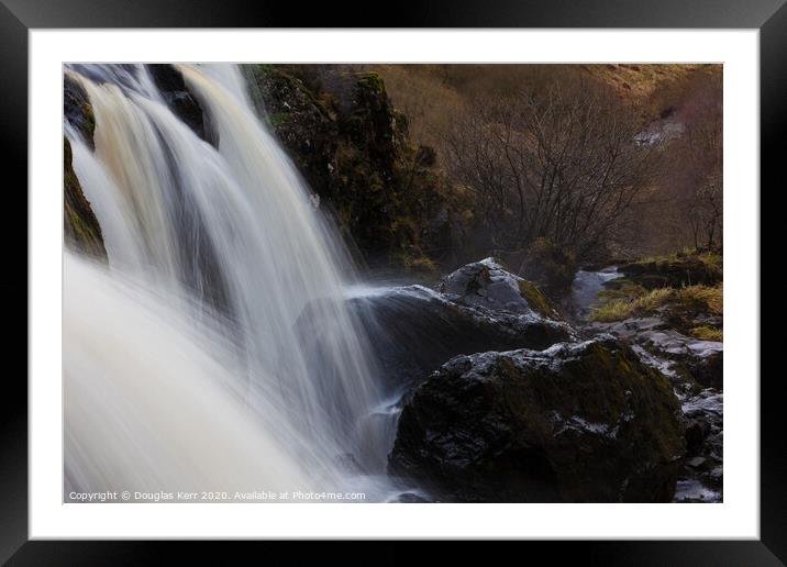 Waterfall, Loup of Fintry closeup Framed Mounted Print by Douglas Kerr