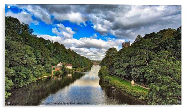 Durham castle and river Acrylic by John Biggadike