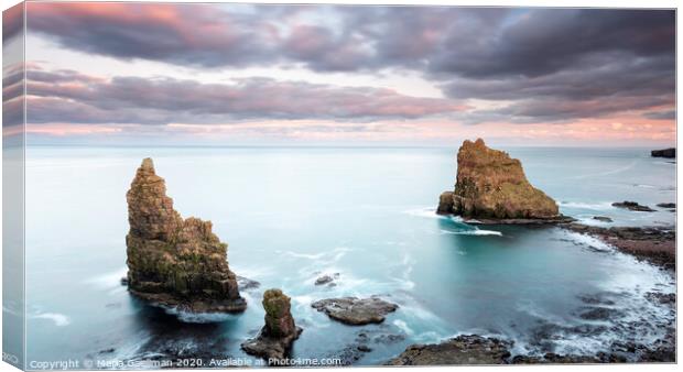 Duncansby Sea Stacks at Sunset Canvas Print by Maria Gaellman