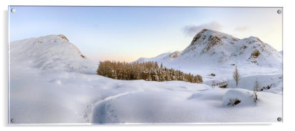 Glencoe Winter Landscape - West Highland Way Acrylic by Grant Glendinning