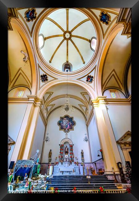 Basilica Altar Dome San Agustin Church Puebla Mexico Framed Print by William Perry