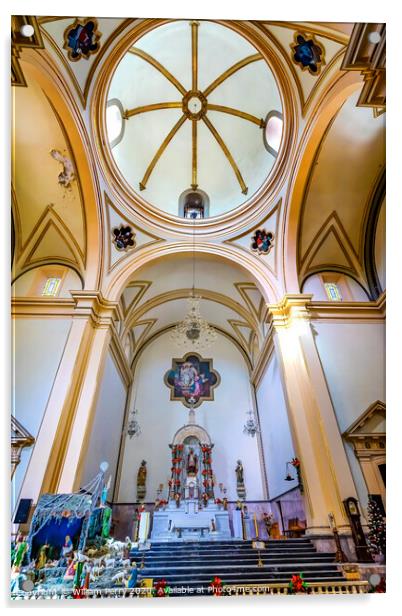 Basilica Altar Dome San Agustin Church Puebla Mexico Acrylic by William Perry