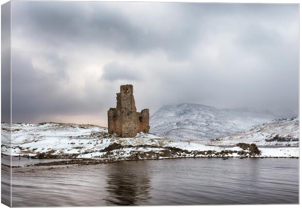 Ardvreck Castle in Winter Canvas Print by Grant Glendinning
