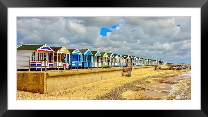 Beach huts of Southwold. Framed Mounted Print by Ian Stone