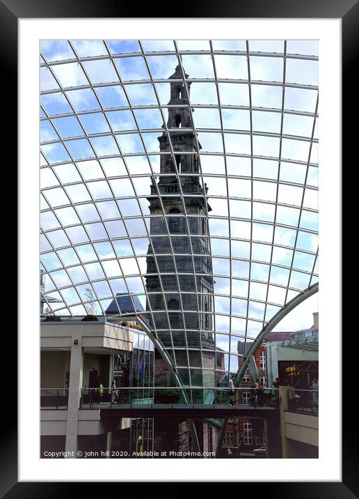 The Holy St. Trinity church seen through shopping centre roof at Leeds in Yorkshire. Framed Mounted Print by john hill