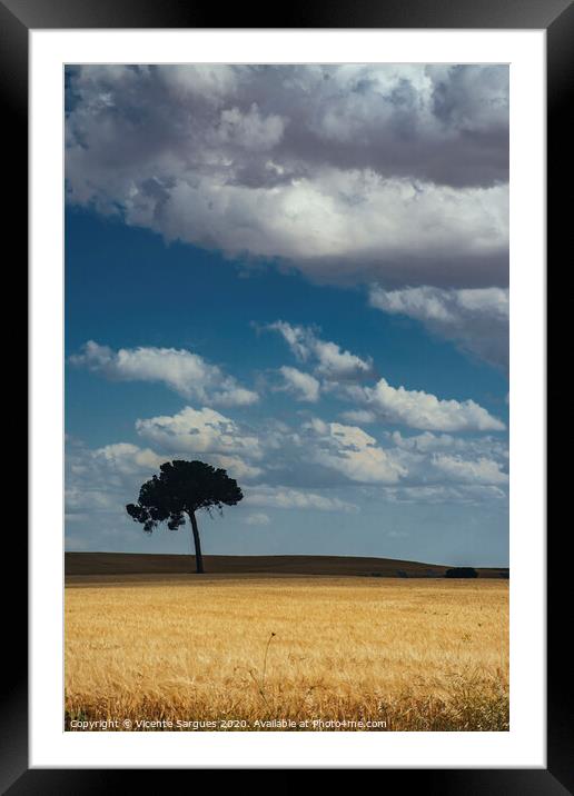 The lonely tree in the field Framed Mounted Print by Vicente Sargues