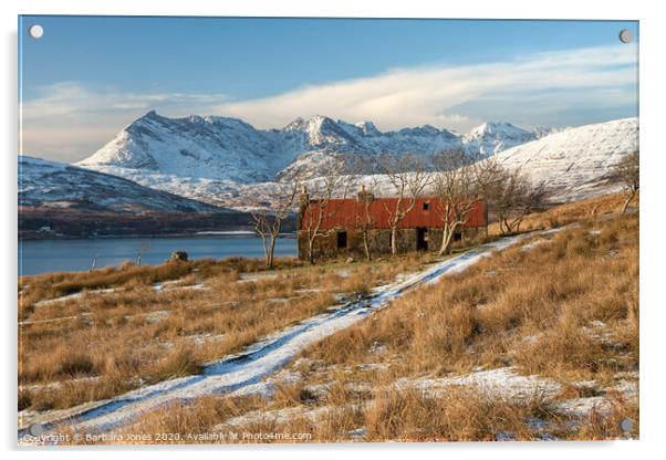 Suisnish Ruin in Winter Isle of Skye. Acrylic by Barbara Jones