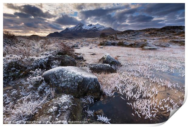 Sgurr nan Gillean in Winter Isle of Skye Scotland Print by Barbara Jones