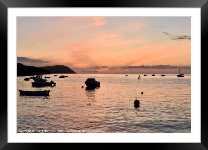 Pink sunset at the Parrog,  Pembrokeshire  Framed Mounted Print by Julie Tattersfield