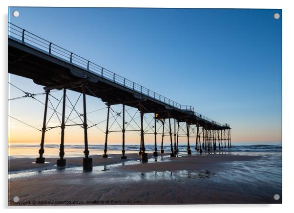 Saltburn pier at dusk, North Yorkshire coast Acrylic by Andrew Kearton