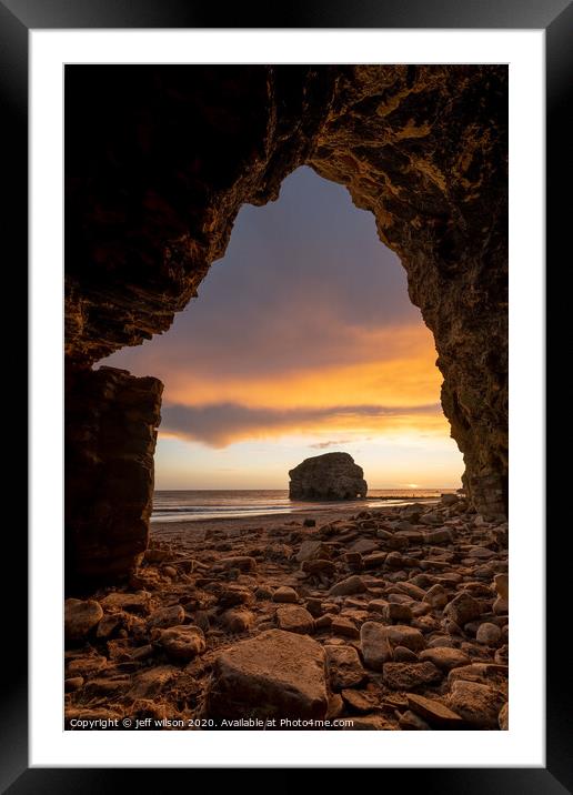 Marsden cave sunrise Framed Mounted Print by jeff wilson