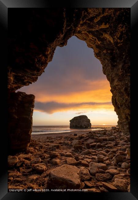 Marsden cave sunrise Framed Print by jeff wilson