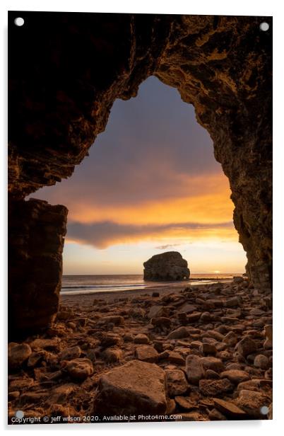 Marsden cave sunrise Acrylic by jeff wilson