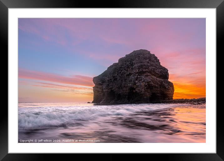 Marsden rock sunrise Framed Mounted Print by jeff wilson