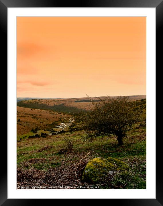 Orange Skies over Dartmoor Framed Mounted Print by Stephen Hamer
