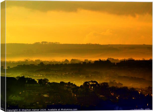 Golden Sunrise Valley Mist Canvas Print by Stephen Hamer
