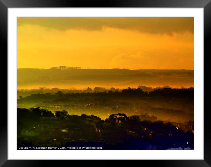 Golden Sunrise Valley Mist Framed Mounted Print by Stephen Hamer