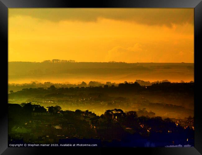 Golden Sunrise Valley Mist Framed Print by Stephen Hamer