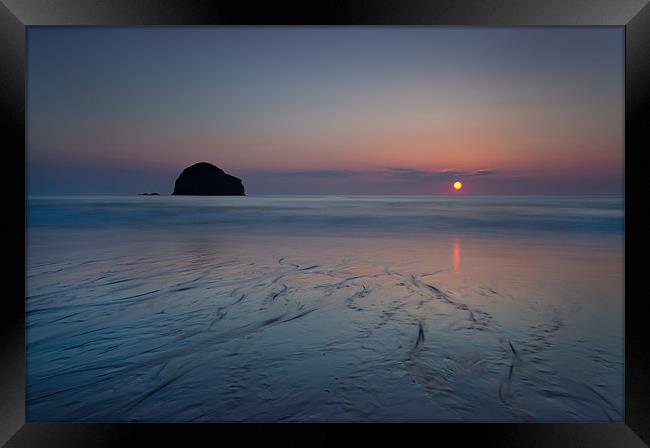 Gull Rock Sunset, Trebarwith Strand Framed Print by Ashley Chaplin