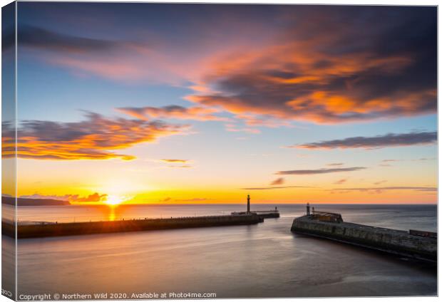 Whitby Pier Sunset Canvas Print by Northern Wild