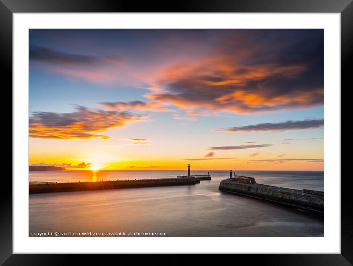Whitby Pier Sunset Framed Mounted Print by Northern Wild