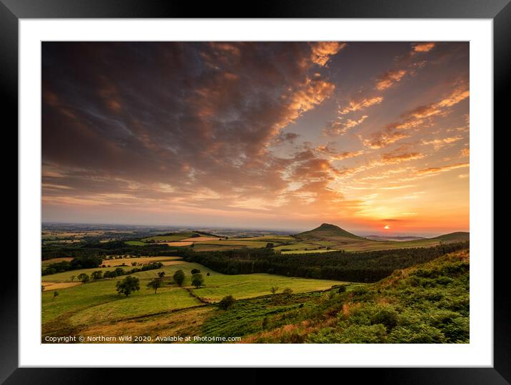 Roseberry Topping Sunset Framed Mounted Print by Northern Wild