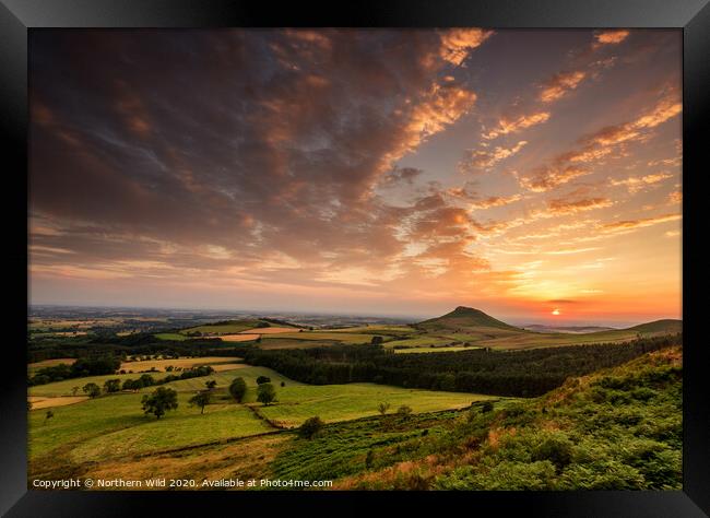 Roseberry Topping Sunset Framed Print by Northern Wild