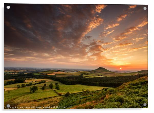 Roseberry Topping Sunset Acrylic by Northern Wild